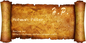 Hohman Péter névjegykártya