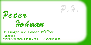 peter hohman business card